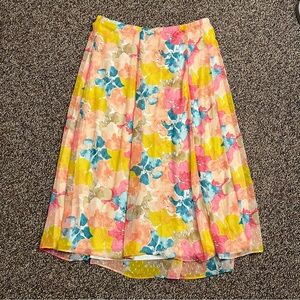 Multicolored Floral Midi A-line Skirt